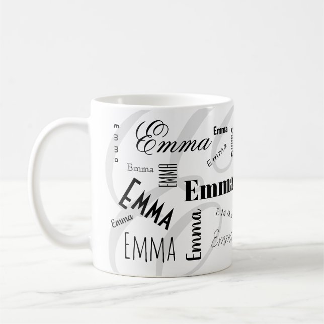 Emma Custom Name  Black White Coffee Mug Kaffeetasse (Links)