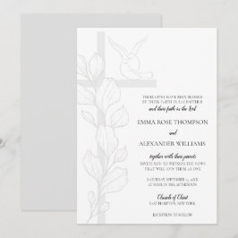 Emma Elegant Cross & Doves Christlich Wedding Einladung