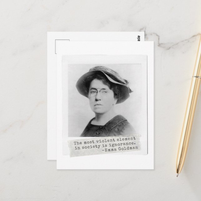 Emma Goldman Zitat - Ignoranz - Frauenaktivismus Postkarte (Vorderseite/Rückseite Beispiel)