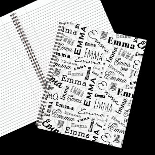 Emma Individuelle Name Schwarz-weiß Notizbuch