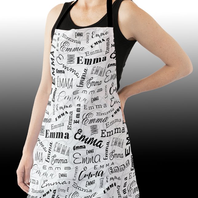 Emma Individuelle Name Schwarz-weiß Schürze (Von Creator hochgeladen)