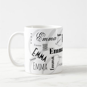 Emma-Kundenname-Schwarz-Weiß-Kaffeetasse Kaffeetasse