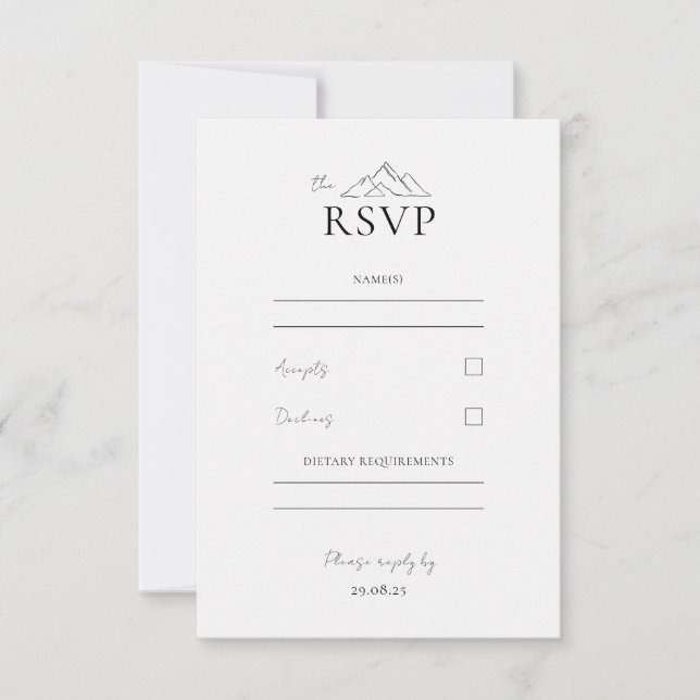 EMMA Mountain Minimalistisch Dove Gray Response Ca RSVP Karte (Vorderseite)