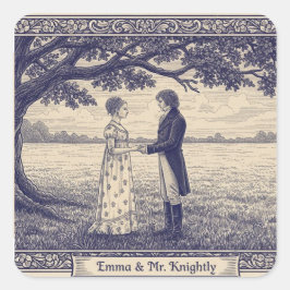 Emma & Mr. Knightley Quadratischer Aufkleber
