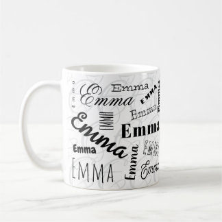 Emma Nom personnalisé Mug café blanc noir