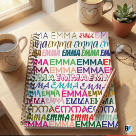 Emma Personalized Name Colorful Typography Pattern Notizblock