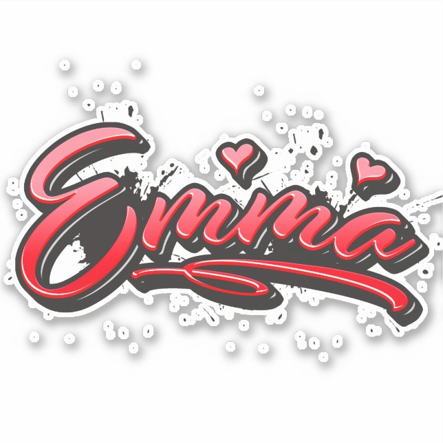 Emma red Heart Graffiti Autocollants (Devant)