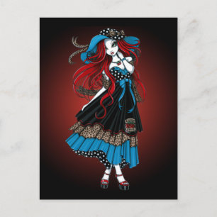Emma Rockabilly Schwalben-Tattoo-Engel-Postkarte Postkarte