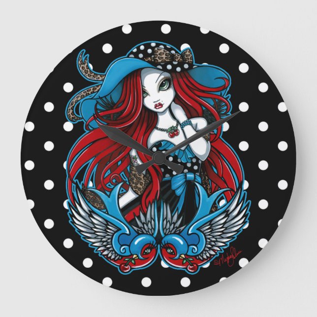 Emma Rockabilly Swallow Angel Polkadot Horloge (Recto)