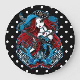 Emma Rockabilly Swallow Angel Punkt Clock Große Wanduhr