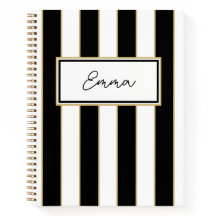 Emma Stripe Notebook in Schwarz und Weiß