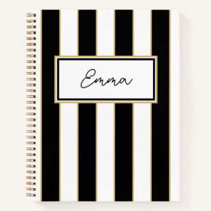 Emma Stripe Notebook in Schwarz und Weiß Notizbuch