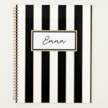 Emma Stripe Weekly Planner en noir et blanc