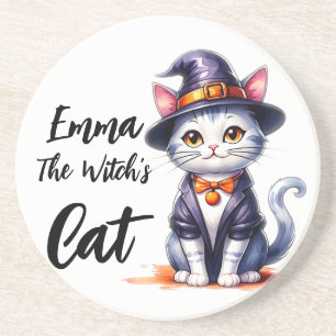 Emma The Hexe's Cat Halloween Getränkeuntersetzer
