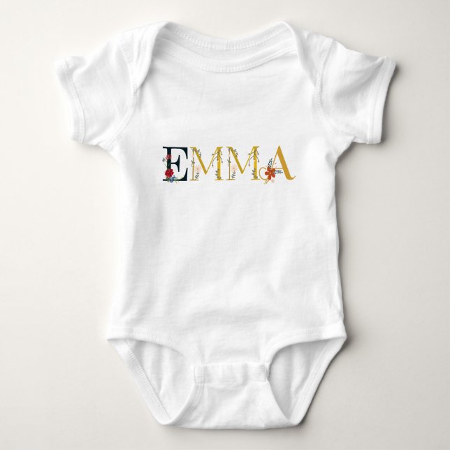 EMMA Vorname Elegant bestickt Baby Strampler (Vorderseite)