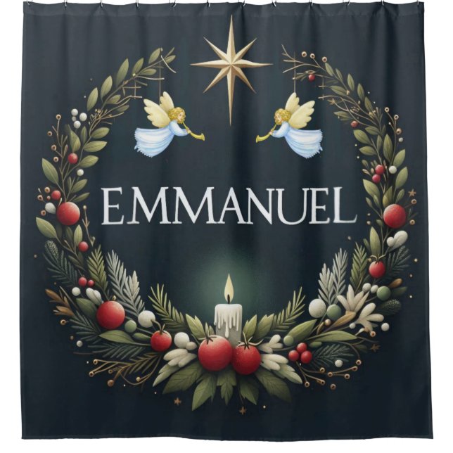 Emmanuel Christmas Engel Duschvorhang (Vorderseite)