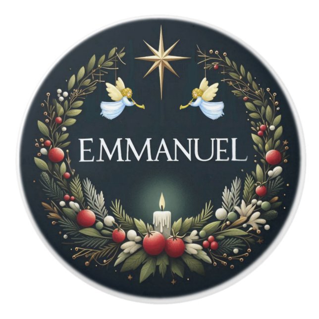 Emmanuel Christmas Engel Keramikknauf (Vorderseite)