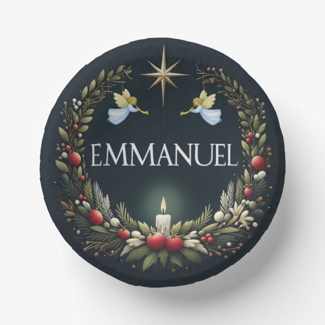 Emmanuel Christmas Engel Pappteller (Vorderseite)