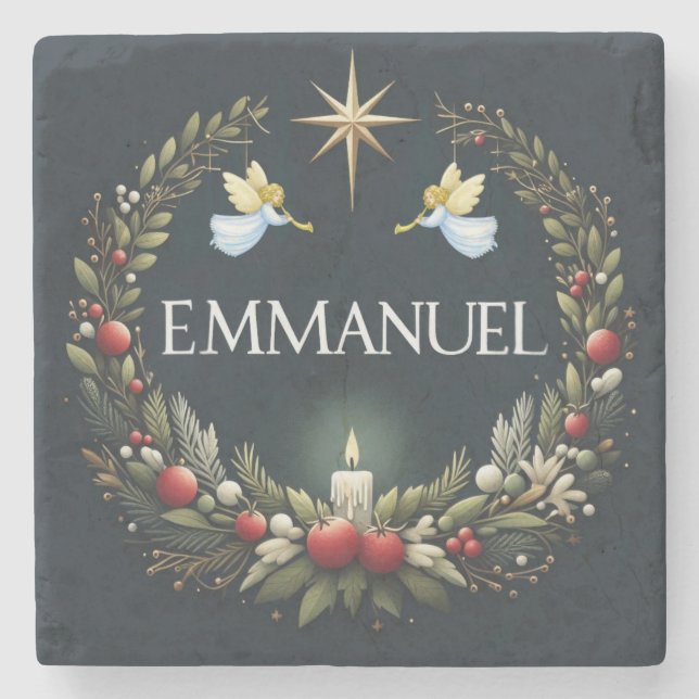 Emmanuel Christmas Engel Steinuntersetzer (Vorderseite)