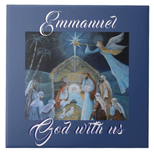 Emmanuel God with Uns, Christmas Nativity Fliese