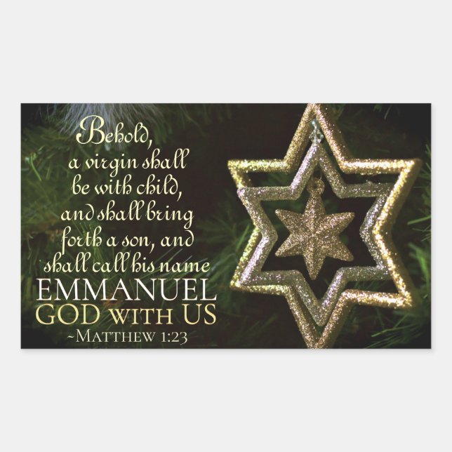 Emmanuel God with Us Matthew 1:23 Christmas Bibel Rechteckiger Aufkleber (Vorderseite)