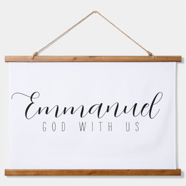 Emmanuel God with us Wood Hangband Wandteppich Mit Holzrahmen (Vorne)