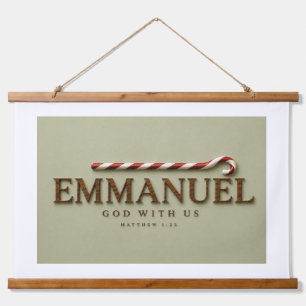 EMMANUEL Matthäus 1:23 Weihnachten Soft Sage Wandteppich Mit Holzrahmen