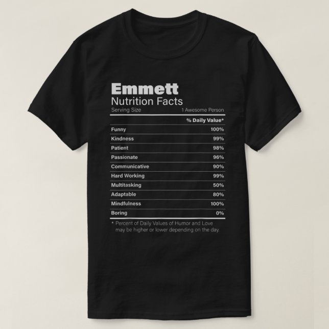 Emmett Nutrition Personalisiert Name Funny T-Shirt (Design vorne)