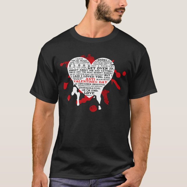 Emo Anti-Valentinsgrüße TagesT - Shirt (Vorderseite)