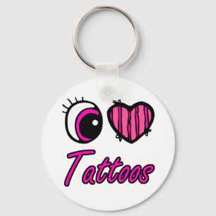 Emo-Auge-Herz-Ich liebe-Tattoos Schlüsselanhänger