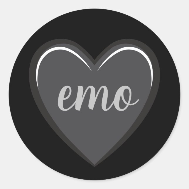 Emo Black and Gray Heart Graphic Runder Aufkleber (Vorderseite)