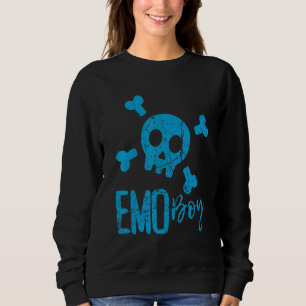 Emo Boy Blue Skull Emo Goth Music Emotional Teens Sweatshirt