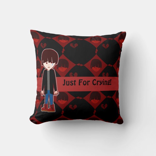 Emo Boy Sad Sap Charakter Funny Muster Kissen (Vorderseite)