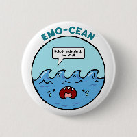 Emo-Cean Ocean Beach Pun Button Button