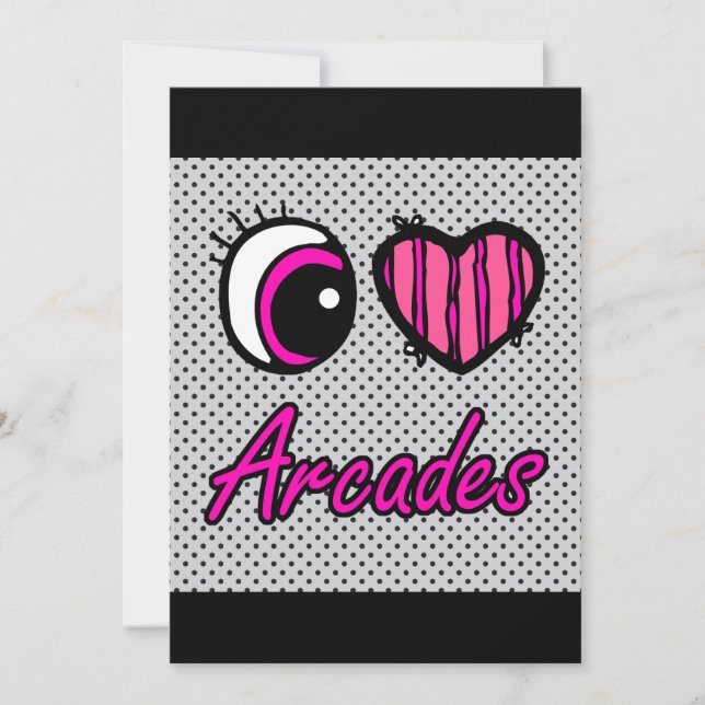 Emo Eye Heart I Liebe Arcades Einladung (Vorderseite)