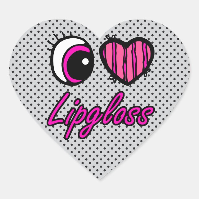 Emo Eye Heart I Liebe Lipgloss Herz-Aufkleber (Vorderseite)