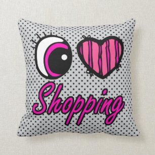Emo Eye Heart I Liebe Shopping Kissen