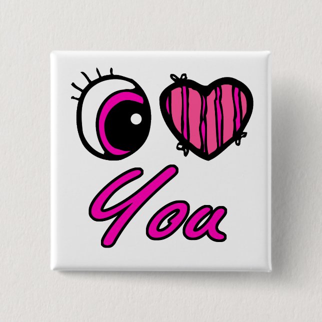 Emo Eye Heart I Liebe Sie Button (Vorderseite)