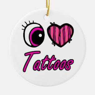Emo Eye Heart I Liebe Tattoos Keramikornament