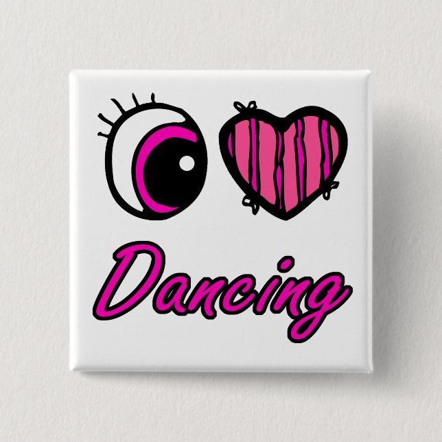 Emo Eye Herz I Liebe Tanz Button (Vorderseite)