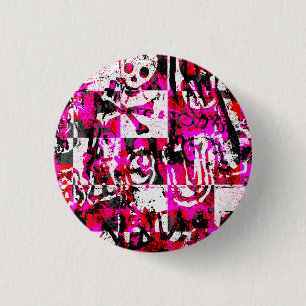 Emo Graffiti-Rosa-Schachbrett Button