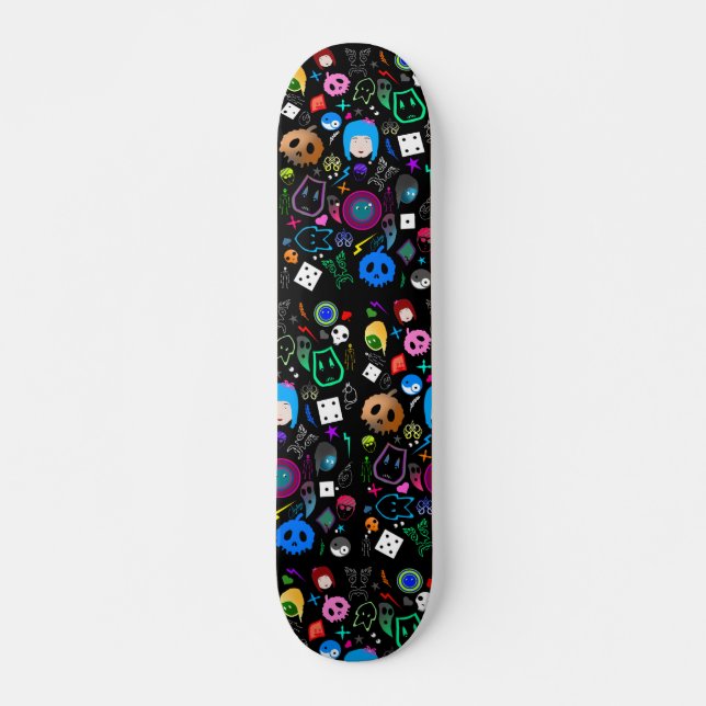 Emo Halloween Pattern Skateboard (Vorne)