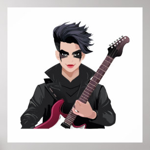 Emo-Junge mit schwarzen Haaren Poster