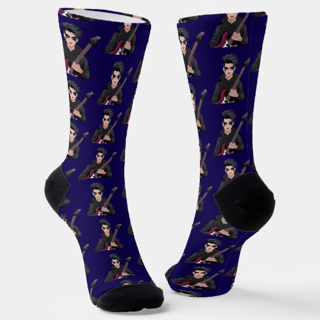 Emo-Junge mit schwarzen Haaren Socken (Gewinkelt)