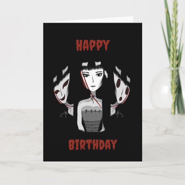 Emo-Mädchen-Geburtstag Karte (Vorderseite)