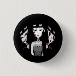 Emo-Mädchen handgezeichnet Schwarz Button