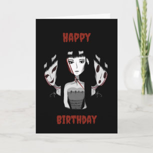 Emo-Mädchen handgezeichneter Geburtstag Karte