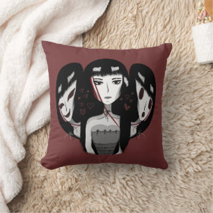 Emo Mädchen Rot Kissen