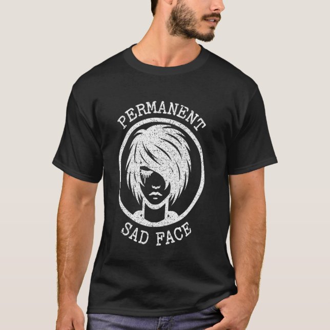 Emo Permanent Sad Face Expression Graphic T-Shirt (Vorderseite)