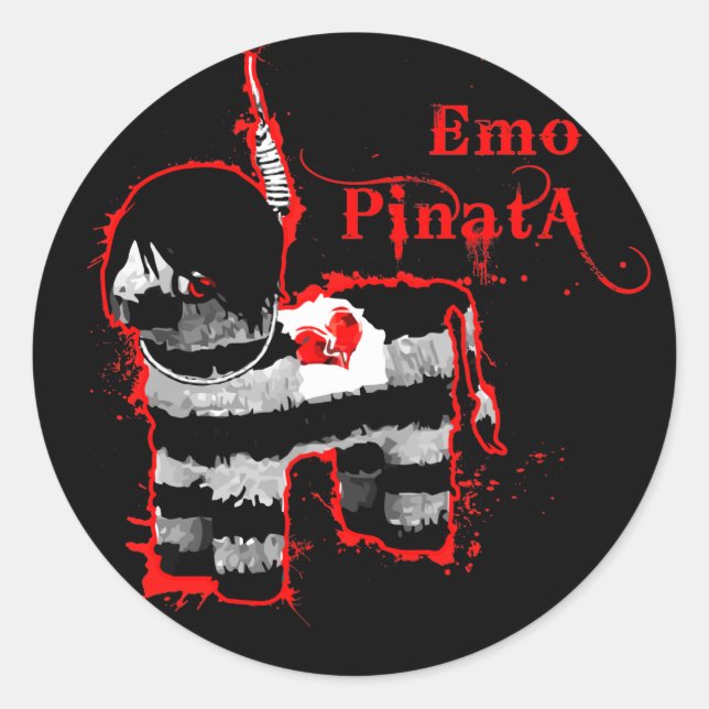 emo piñata runder aufkleber (Vorderseite)
